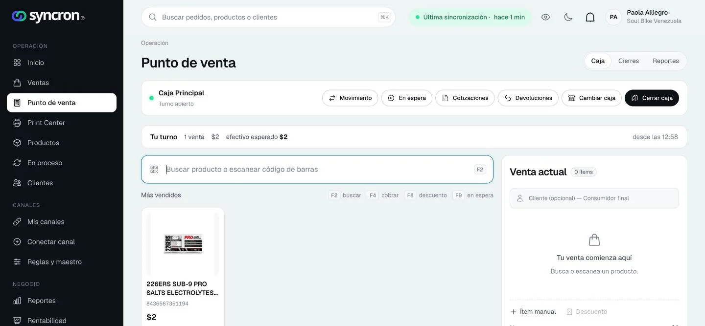 Punto de venta con búsqueda de productos